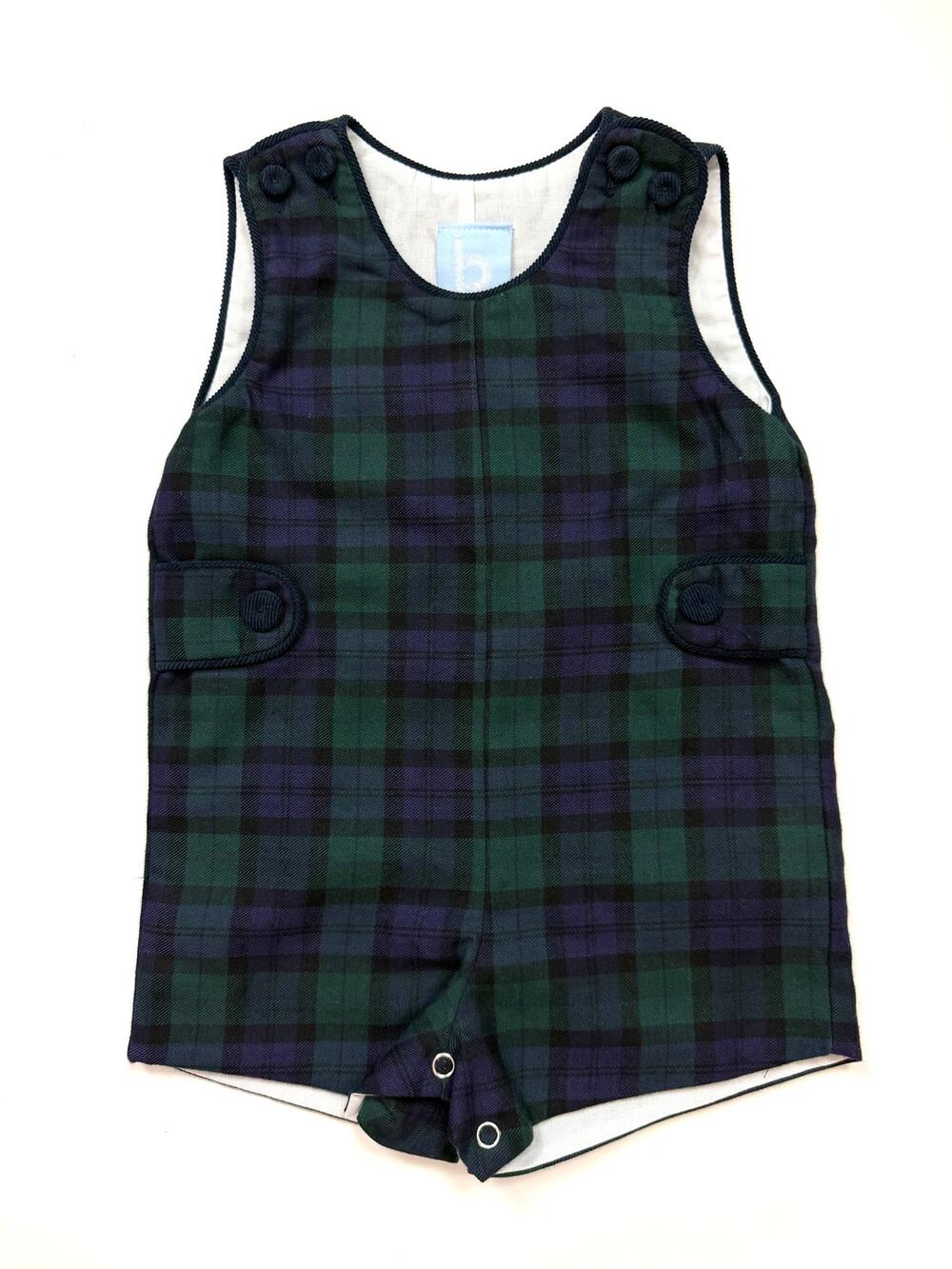 Bella Bliss Black Watch Plaid Romper